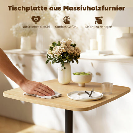 Kleiner Esstisch, 60 cm quadratisch, MDF-Platte, Stahlgestell