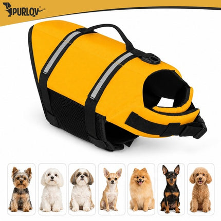 Plovací vesta pro malé psy, reflexní, 4-7 kg, žlutá
