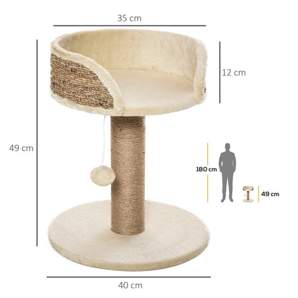 Škrabadlo pro kočky s jutou a hracím míčkem, 49 cm