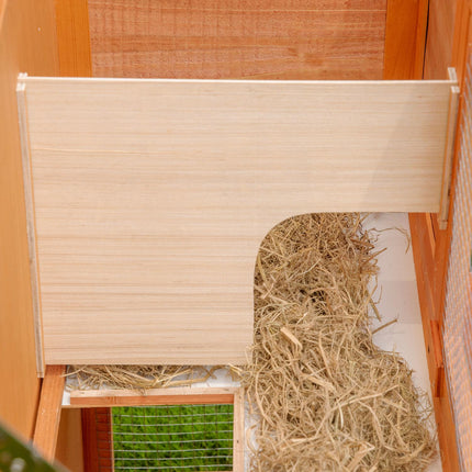 Guinea pig hut with roof, double deck fir, yellow