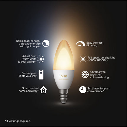 Chytré svíčkové žárovky E14, bílé ambiente, 2 ks