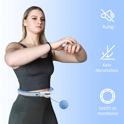 Chytrá hula hoop obruč pro dospělé se závažím a počítadlem 16 dílů (76-113cm) světle modrá