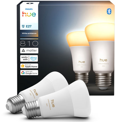 Chytrá LED žárovka E27 810lm, bílé ambiente, 2 ks