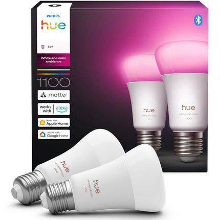 Smart LED Bulbs, E27 Color, 1100 lm, 2-Pack