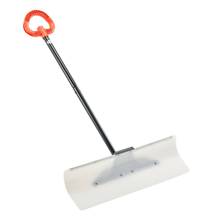 Snow Pusher Shovel, 30-Inch HDPE Blade, Metal Edge