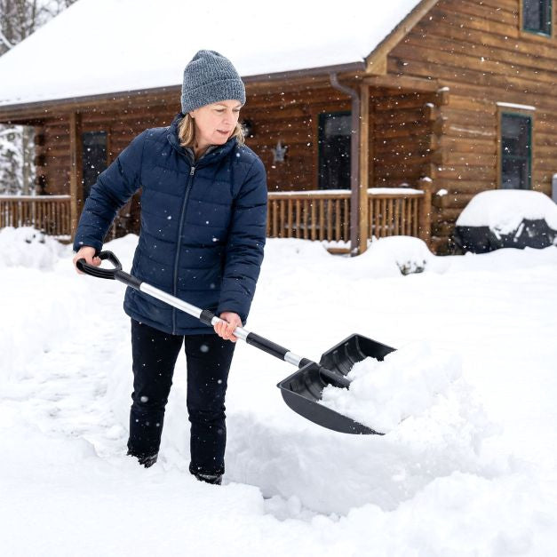Lopata na sníh, lehká D-rukojeť, hliníková hrana, černá