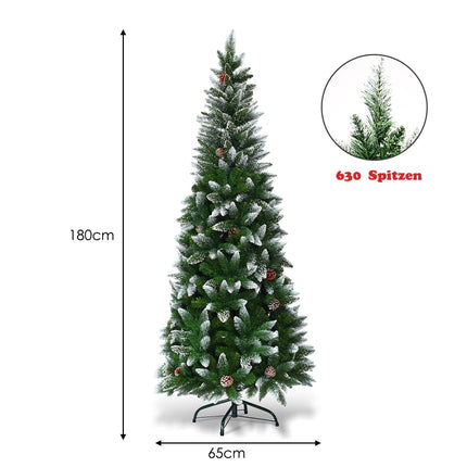 Zasněžený vánoční stromek s kovovým stojanem, 630 PVC větviček, 180cm