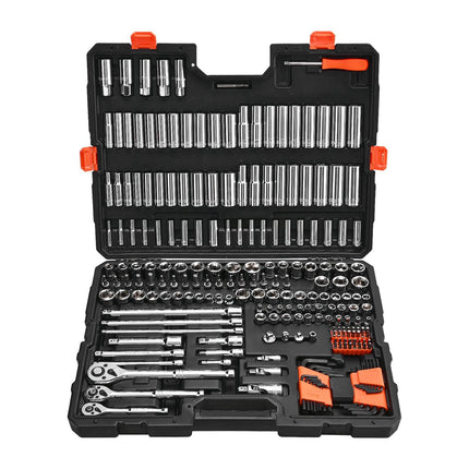 Socket Set, 225-Piece SAE Metric 1/4 3/8 1/2 Drive