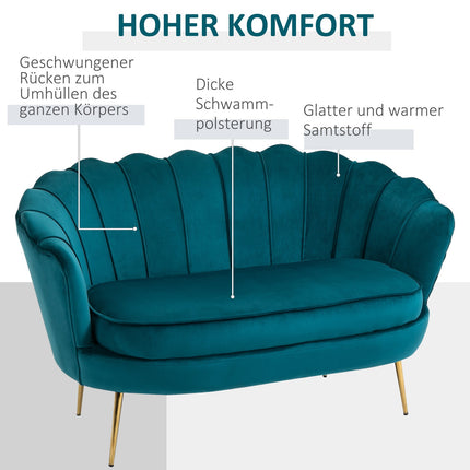 Moderní dvoumístná pohovka, vzhled sametu, 130 cm, tmavě zelená