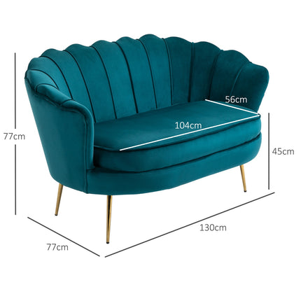 Moderní dvoumístná pohovka, vzhled sametu, 130 cm, tmavě zelená