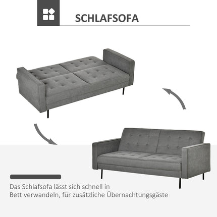 Rozkládací třímístná pohovka, polohovatelná, vintage šedá