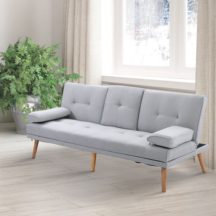 Hellgraues Schlafsofa aus Leinen, 3-Sitzer, 181x77x72 cm