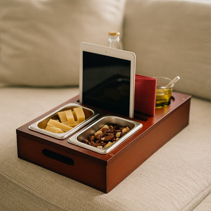Sofa-Snacktablett mit Untersetzern und Getränkehaltern