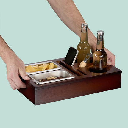 Sofa-Snacktablett mit Untersetzern und Getränkehaltern