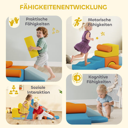 Sada měkkých pěnových kostek, 9 kusů, barevná, vnitřní hraní