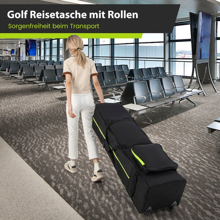 Měkký cestovní golfový bag na kolečkách, voděodolný, polstrovaná ochrana