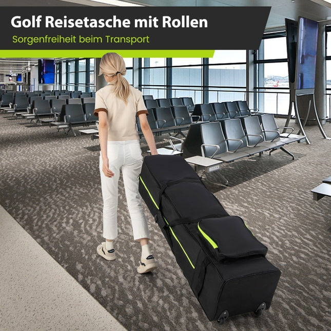 Měkký cestovní golfový bag na kolečkách, voděodolný, polstrovaná ochrana