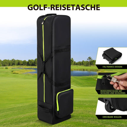 Měkký cestovní golfový bag na kolečkách, voděodolný, polstrovaná ochrana