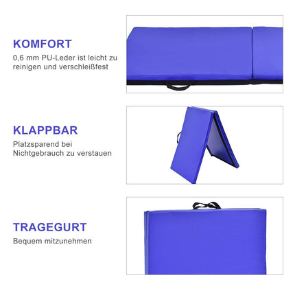 Měkká podložka na cvičení gymnastická podložka jóga podložka skládací podložka gymnastická podložka 180x60x4cm - modrá