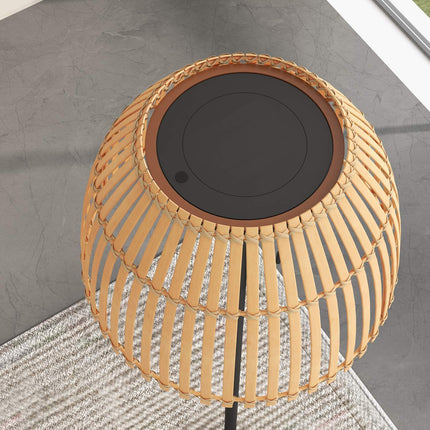 Solární LED stojací lampa - bambus, stmívatelná, nabíjení USB