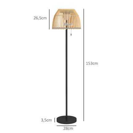 Solární LED stojací lampa - bambus, stmívatelná, nabíjení USB