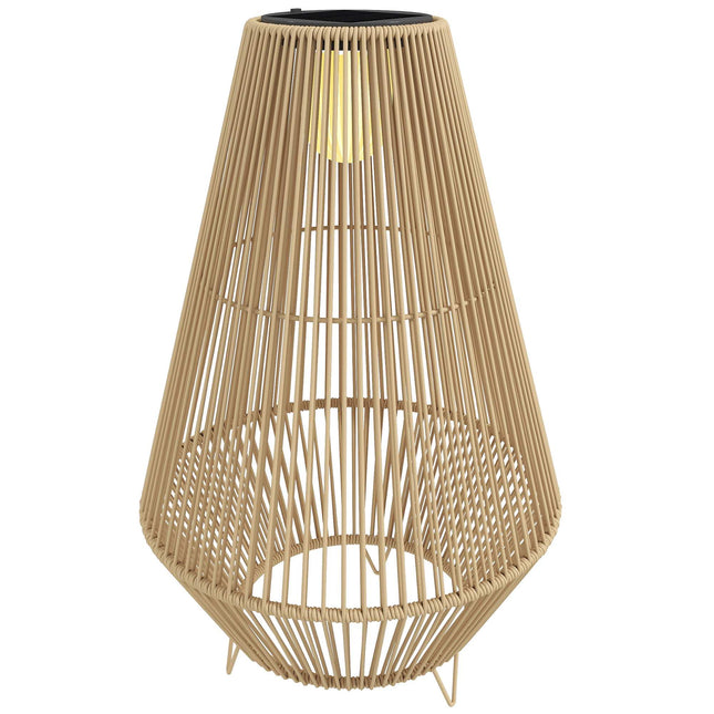 Solární zahradní lampa, ratan, automatické zap/vyp, 3500K teplé světlo