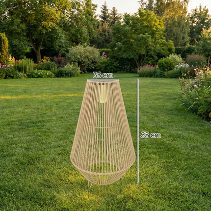 Solární zahradní lampa, ratan, automatické zap/vyp, 3500K teplé světlo