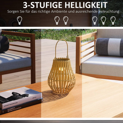 Solární zahradní lampa, nabíjení USB, 3 barvy světla