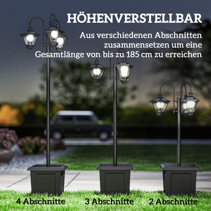 Solar Garden Lamp with Adjustable Height and Planter