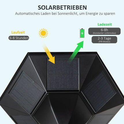 Solární zahradní cestové světlo, 19 LED, 130 lumenů, černá
