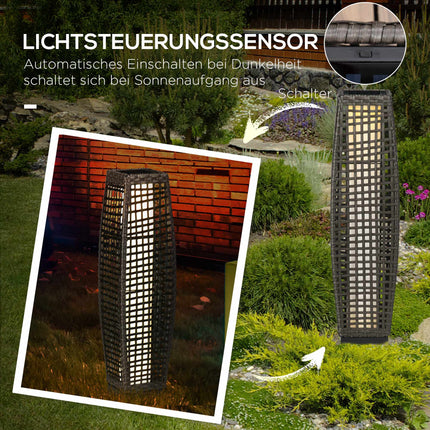 Solární zahradní lucerna, LED, ratanový design, automatické zap/vyp