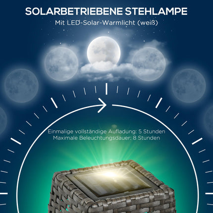 Solární zahradní lucerna, LED, ratanový design, automatické zap/vyp
