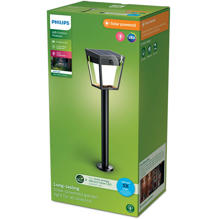 Solární LED zahradní světlo, dvojí jas, černá, IP44