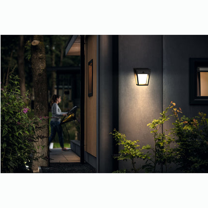 Solární LED nástěnné světlo, dvojí jas, černá, IP44