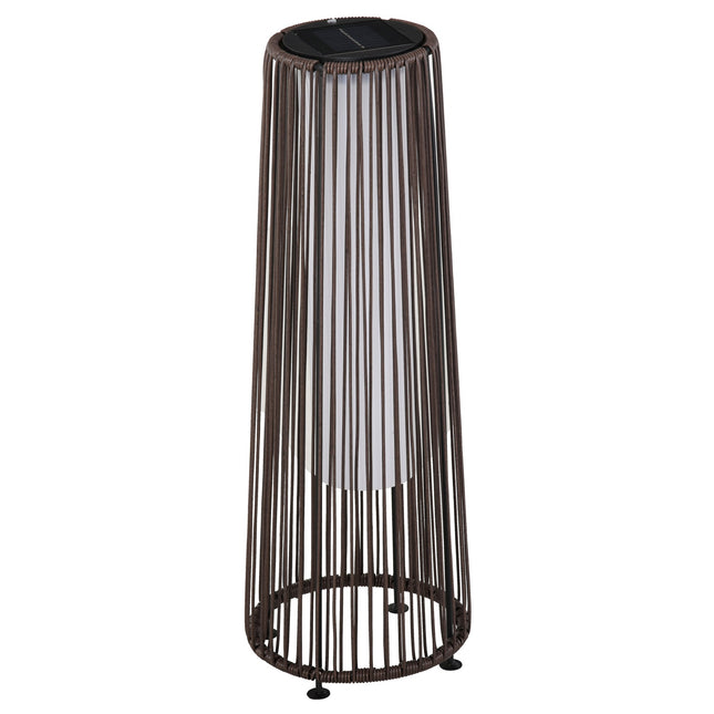 Solární ratanová zahradní lampa, LED, 61 cm, hnědá