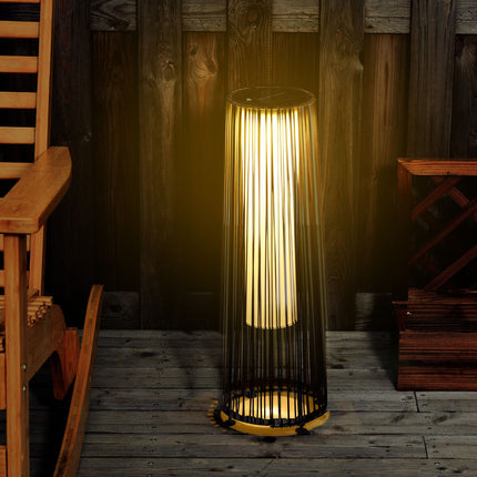 Solární ratanová zahradní lampa, LED, 61 cm, hnědá