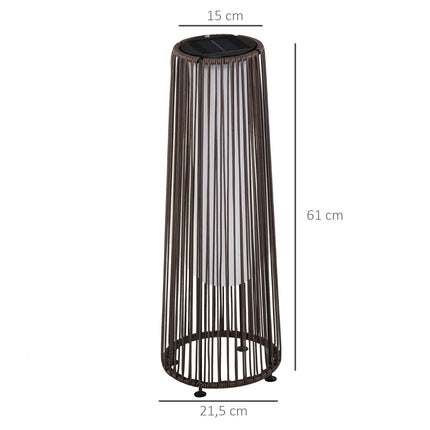 Solární ratanová zahradní lampa, LED, 61 cm, hnědá