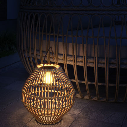 Solární lampa, ratanový design bubnu, voděodolná, světelný senzor
