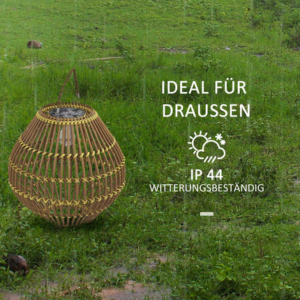 Solární lampa, ratanový design bubnu, voděodolná, světelný senzor