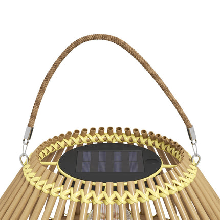 Solární lampa, ratanový design bubnu, voděodolná, světelný senzor