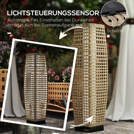 Solární lucerna s LED, ratanový design, automatické zap/vyp