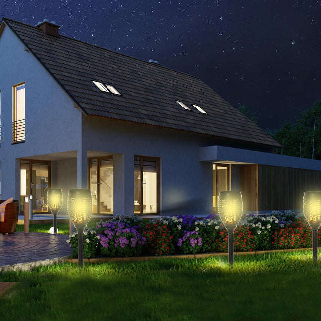 Sada 4 ks solárních zahradních světel - svícení 6-8H, IP44, černá