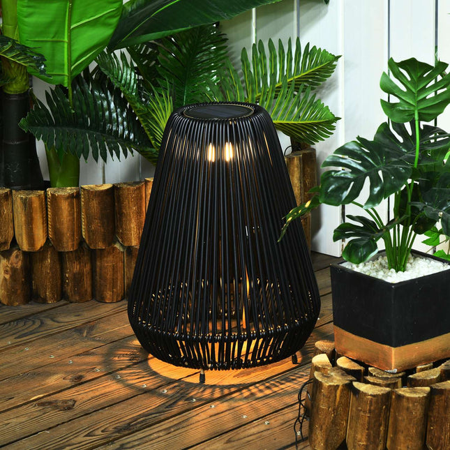 Solar Path Light, waterproof rattan LED with sensor, black