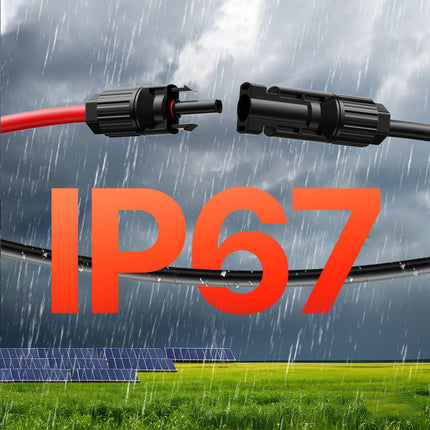 Solar Panel Extension Cable 20ft 10AWG MC4 Connectors, Pair