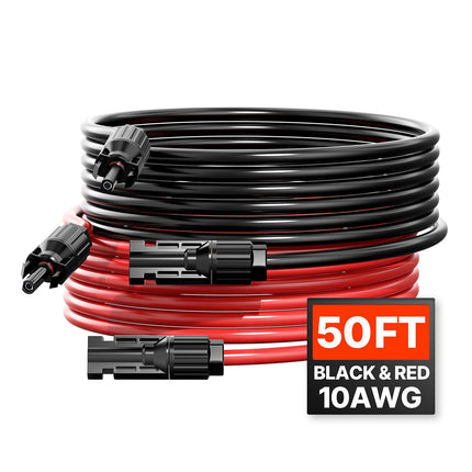 Solar Panel Extension Cable 50 ft 10AWG MC4, 2-Pack