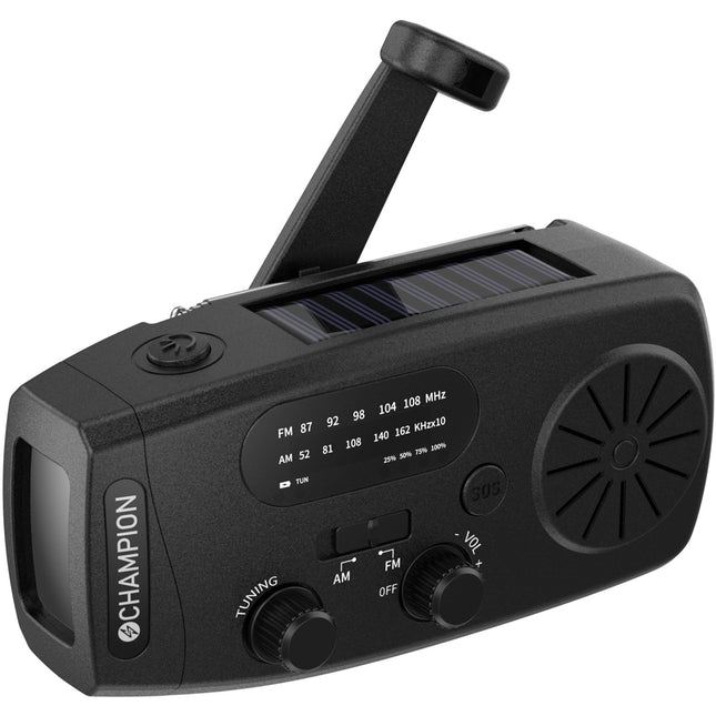 Solární rádio s baterkou, černá