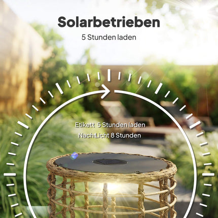 Solární ratanová sada lamp, teplé světlo, venkovní použití