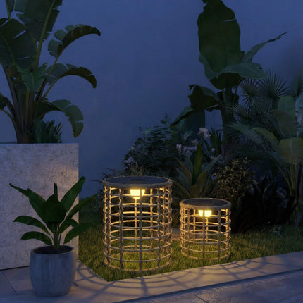 Solární ratanová sada lamp, teplé světlo, venkovní použití