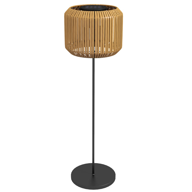 Solar Rattan Floor Lamp, Warm Light, Auto On/Off