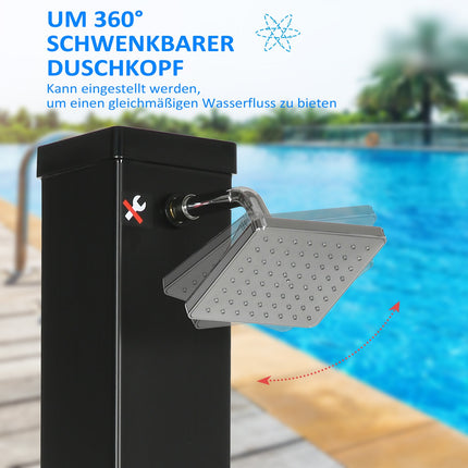 Venkovní solární sprcha 40L, nožní a dešťová hlavice, voda 60°C